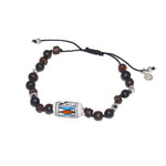 Bracelet cordon bois et perle chevron