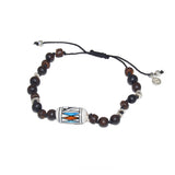 Bracelet cordon bois et perle chevron