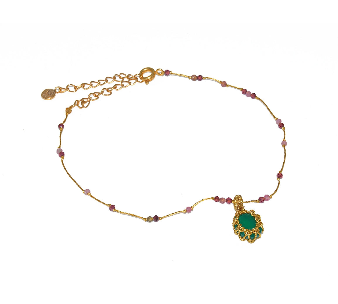 Bracelet de cheville cordon doré labradorite howlite