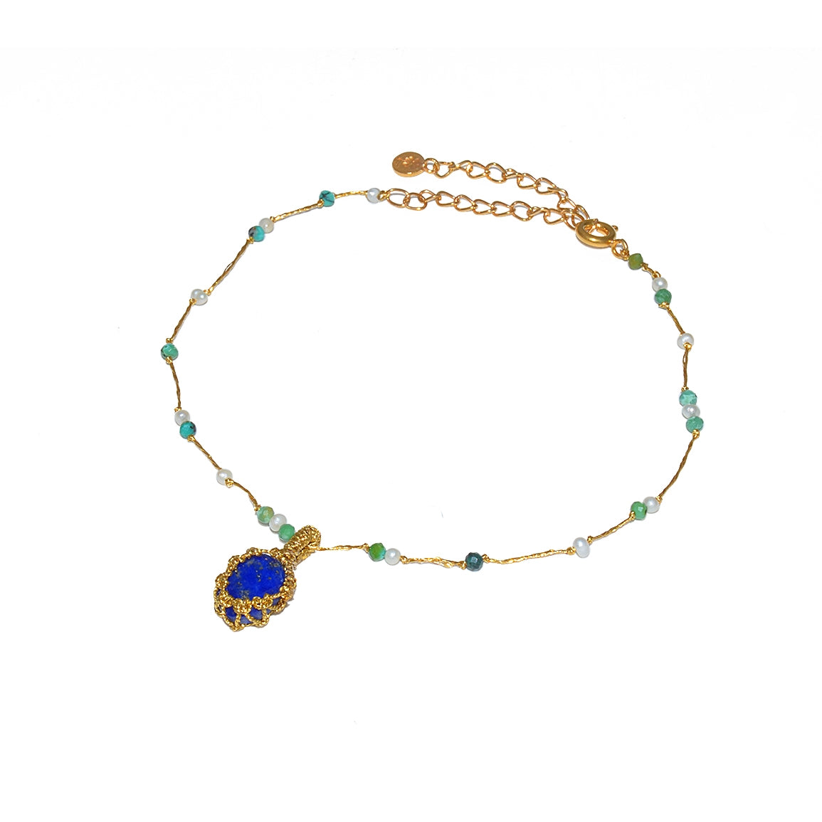 Bracelet de cheville cordon doré labradorite howlite