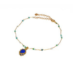 Bracelet de cheville cordon doré labradorite howlite