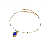Bracelet de cheville cordon doré labradorite howlite