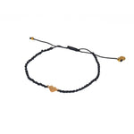 Bracelet cordon et petit coeur doré brossé - NOIR