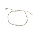Bracelet cordon et petit coeur argent 925 brossé - KAKI