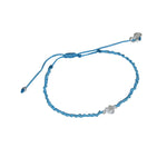 Bracelet cordon et petit coeur argent 925 brossé - TURQUOISE