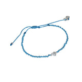 Bracelet cordon et petit coeur argent 925 brossé - TURQUOISE