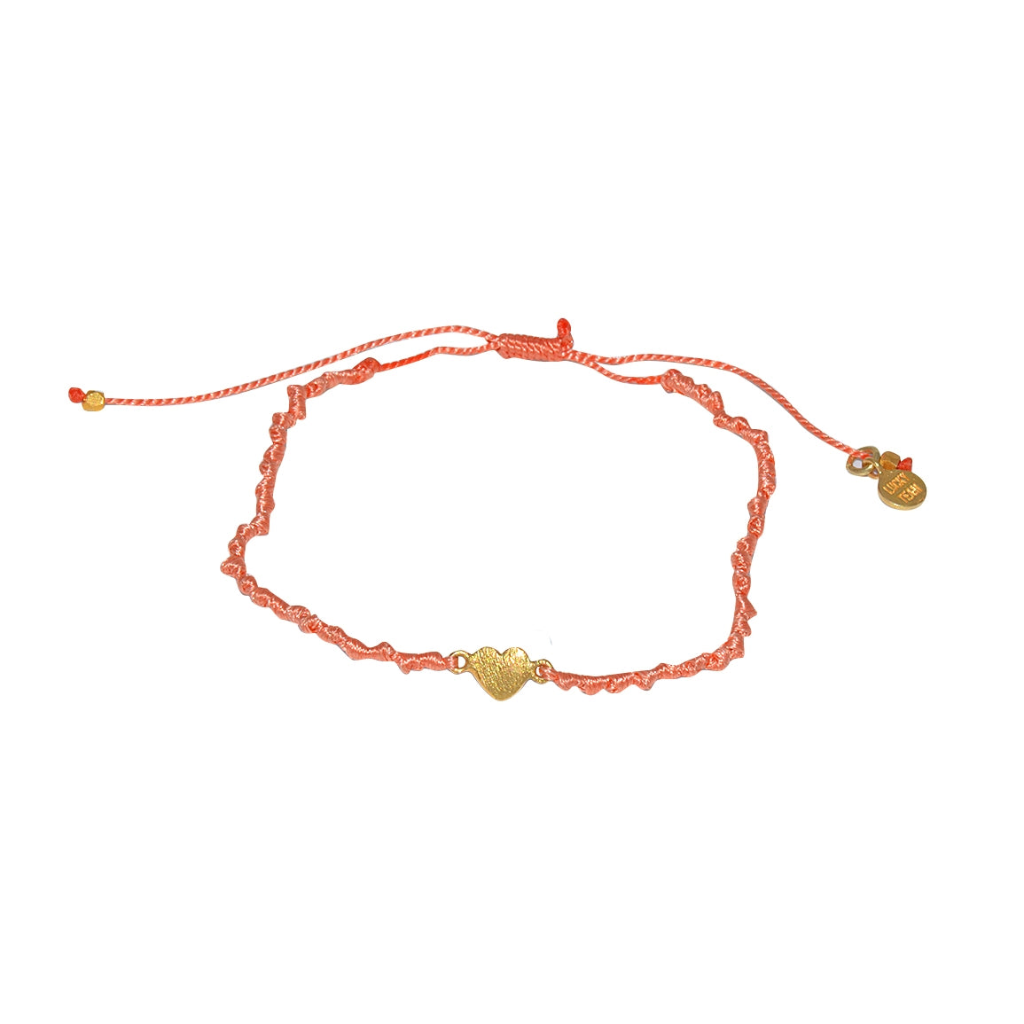 Bracelet cordon et petit coeur doré brossé - CORAIL