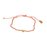 Bracelet cordon et petit coeur doré brossé - CORAIL