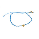 Bracelet cordon et petit coeur doré brossé - TURQUOISE