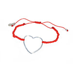 Bracelet cordon et coeur argent 925 - ROUGE