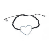 Bracelet cordon et coeur argent 925 - NOIR