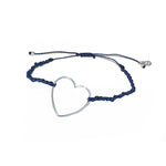 Bracelet cordon et coeur argent 925 - BLEU MARINE
