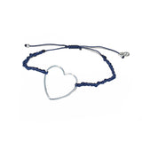 Bracelet cordon et coeur argent 925 - BLEU MARINE