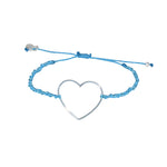 Bracelet cordon et coeur argent 925 - TURQUOISE