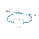 Bracelet cordon et coeur argent 925 - TURQUOISE
