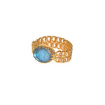 Bague chaine dorée et labradorite