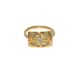 Bague plaque rose des vents dorée à l’or fin 8k - Bagues