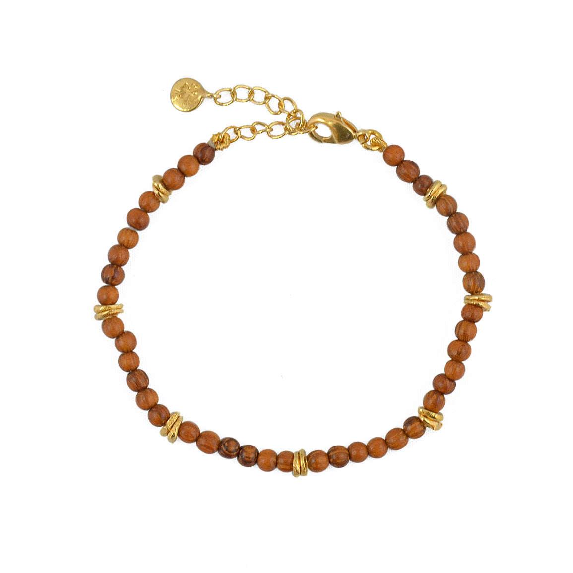Bracelet doré et perles fines - BOIS ROSE