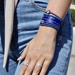 Bracelet vinyle bleu marine et lapis