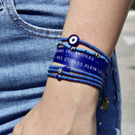Bracelet vinyle bleu marine et lapis