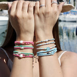 Bracelet vinyle turquoise et calcédoine