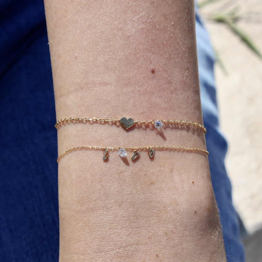 Bracelet or coeur et diamant