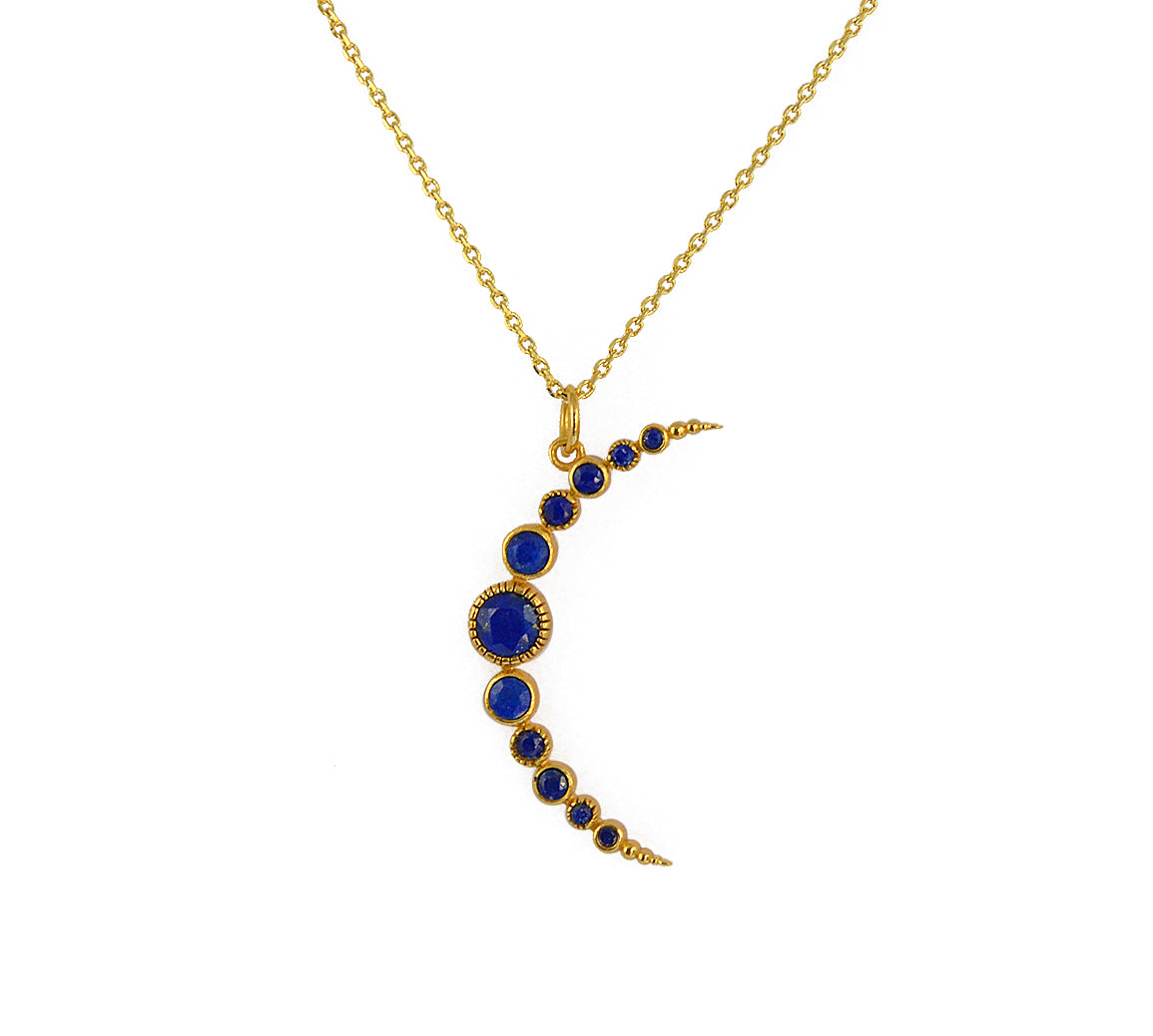 Collier doré croissant de lune et pierres - LAPIS