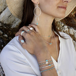 Bague martelée trio de pierre labradorite en argent 925 -