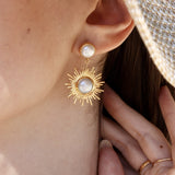 Boucles dorées soleil pierre - PERLE DE CULTURE