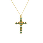 Collier doré croix pierres - ONYX VERTE