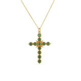 Collier doré croix pierres - ONYX VERTE