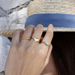 Bague dent de requin dorée à l’or fin 18k - Bagues