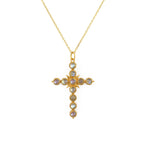 Collier doré croix pierres - LABRADORITE