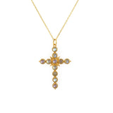 Collier doré croix pierres - LABRADORITE