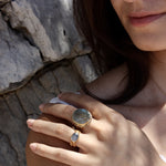 Bague chaine dorée et labradorite