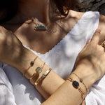 Bracelet doré chaine et pierre cabochon
