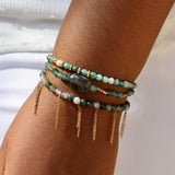 Bracelet perles agathe verte et labradorite