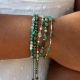 Bracelet perles agathe verte et onyx verte