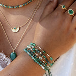 Bracelet perles agathe verte et onyx verte
