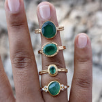 Bague dorée martelée pierre ovale et étoiles - 50 / ONYX