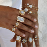 Bague dorée XXL pierre cabochon