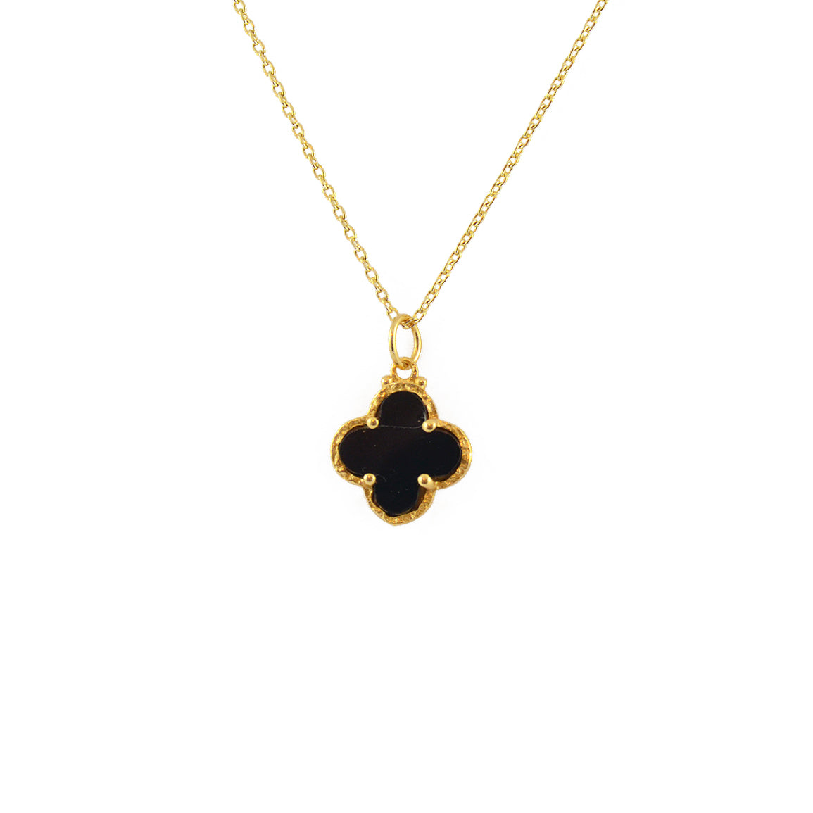 Golden clover necklace with natural stones