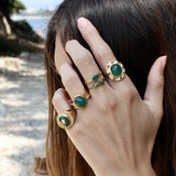 Bague dorée XXL pierre cabochon