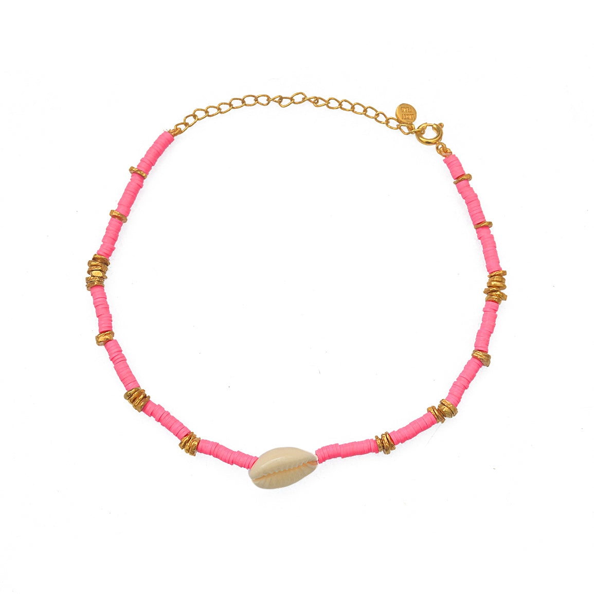 Bracelet de cheville disques de vinyles couleur et cauri -