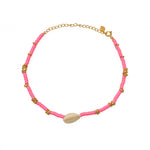 Bracelet de cheville disques de vinyles couleur et cauri -