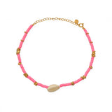 Bracelet de cheville disques de vinyles couleur et cauri -