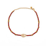 Bracelet de cheville disques de vinyles couleur et cauri -