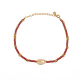 Bracelet de cheville disques de vinyles couleur et cauri -