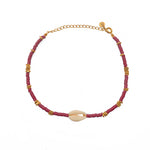 Bracelet de cheville disques de vinyles couleur et cauri -