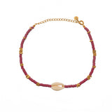 Bracelet de cheville disques de vinyles couleur et cauri -